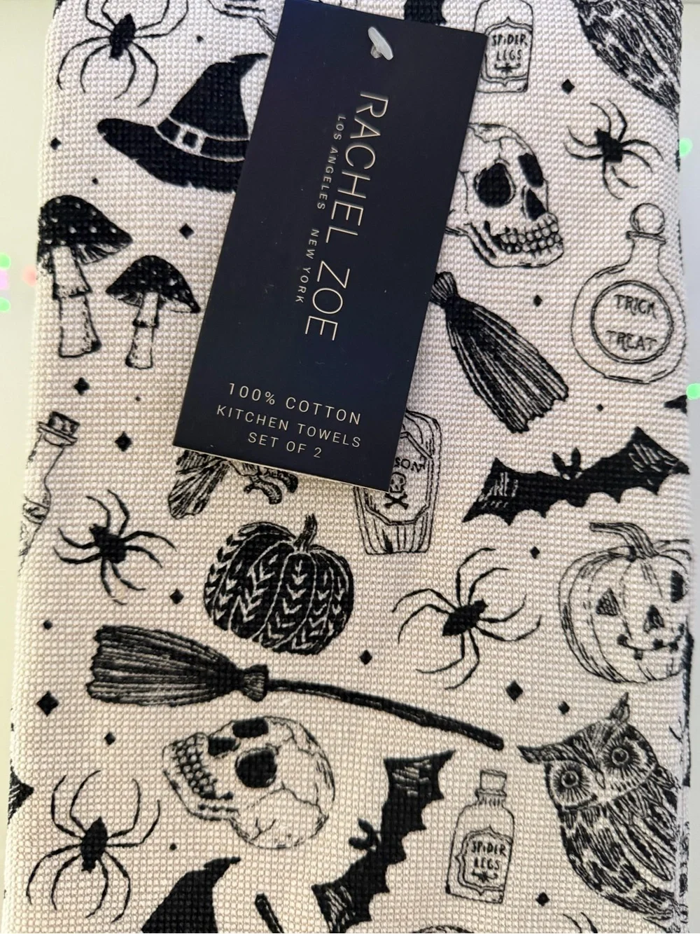 Rachel Zoe kitchen towels Skull Spider Potion Spooky Bat Scary Halloween Haunted